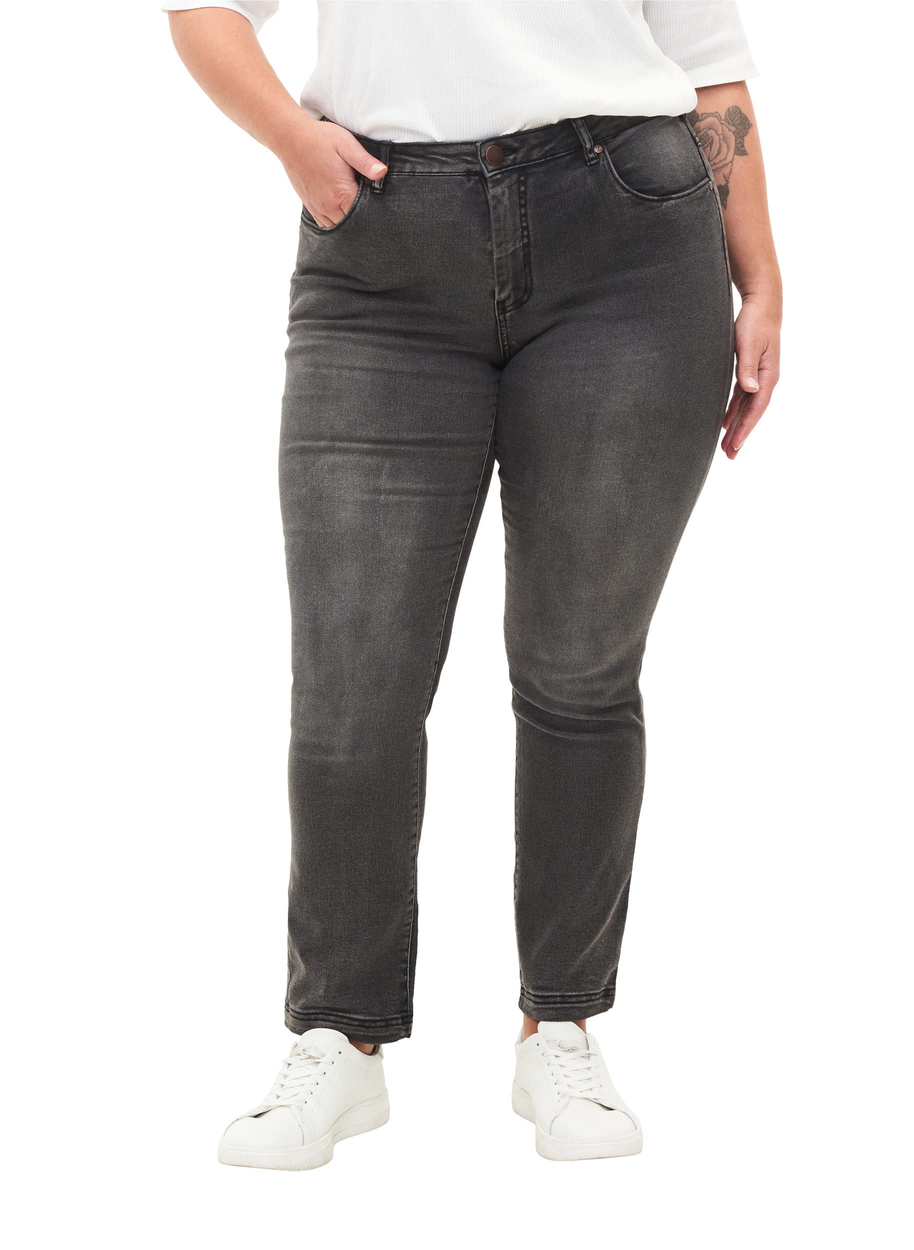 Zizzi Emily Slim Jeans Damen 42W/32L Mid Waist