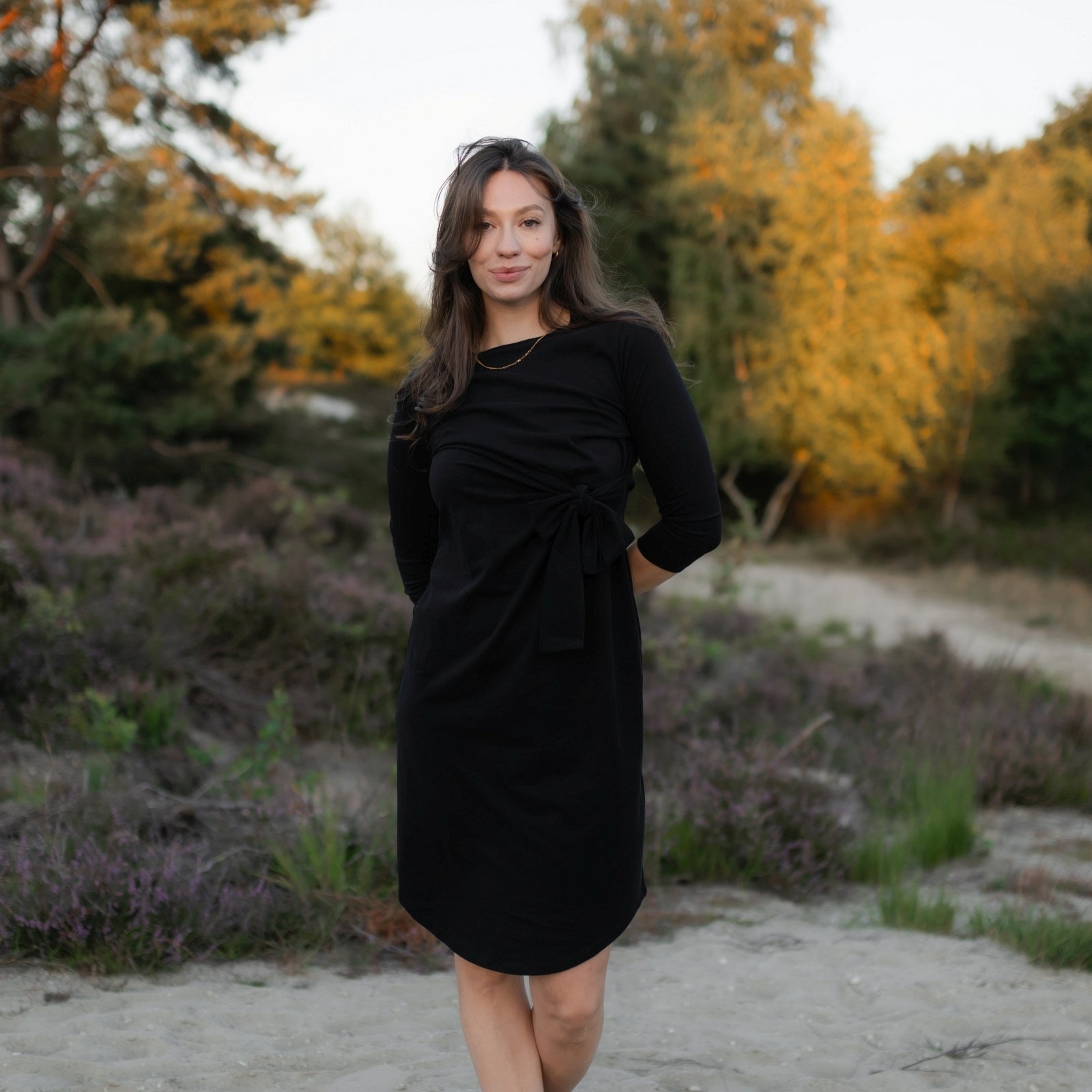 NORDLICHT Greta Langarm Jersey Kleid Schwarz