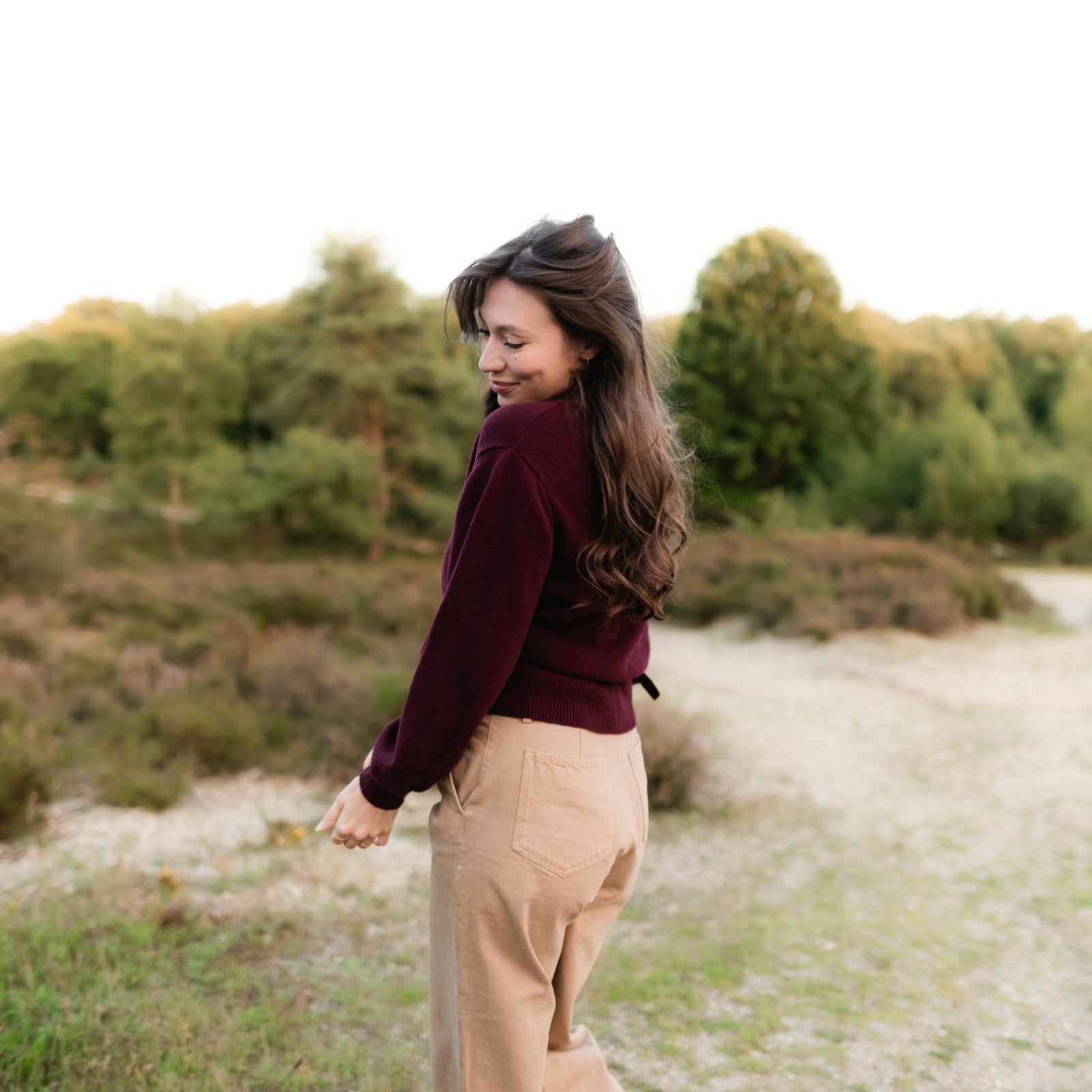 Nordlicht Mona Wickelcardigan Cherry recycelte Wolle