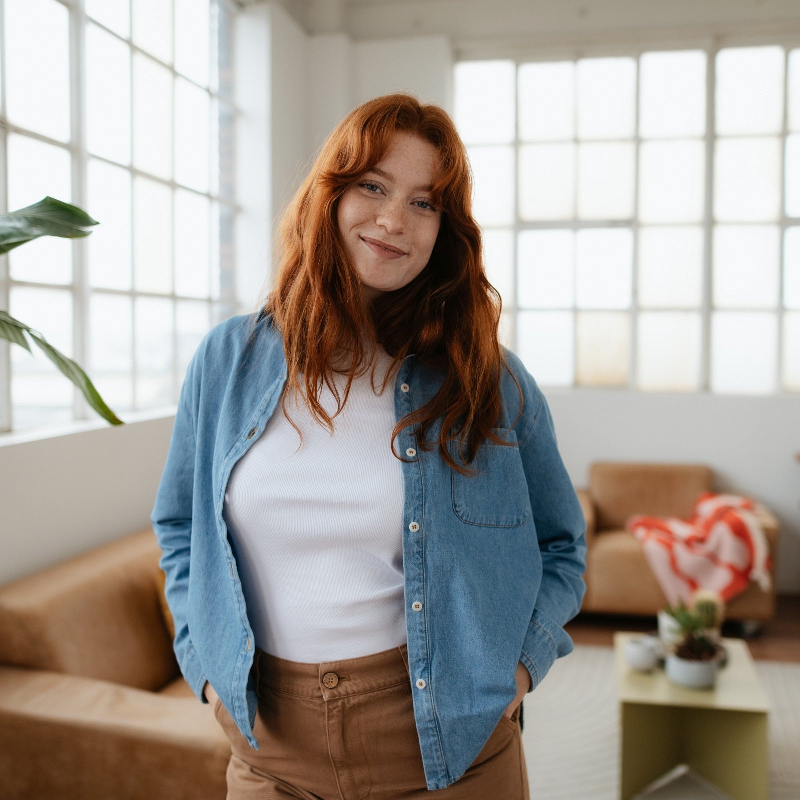 NORDLICHT Tove Jeans Bluse M Bio-Baumwolle