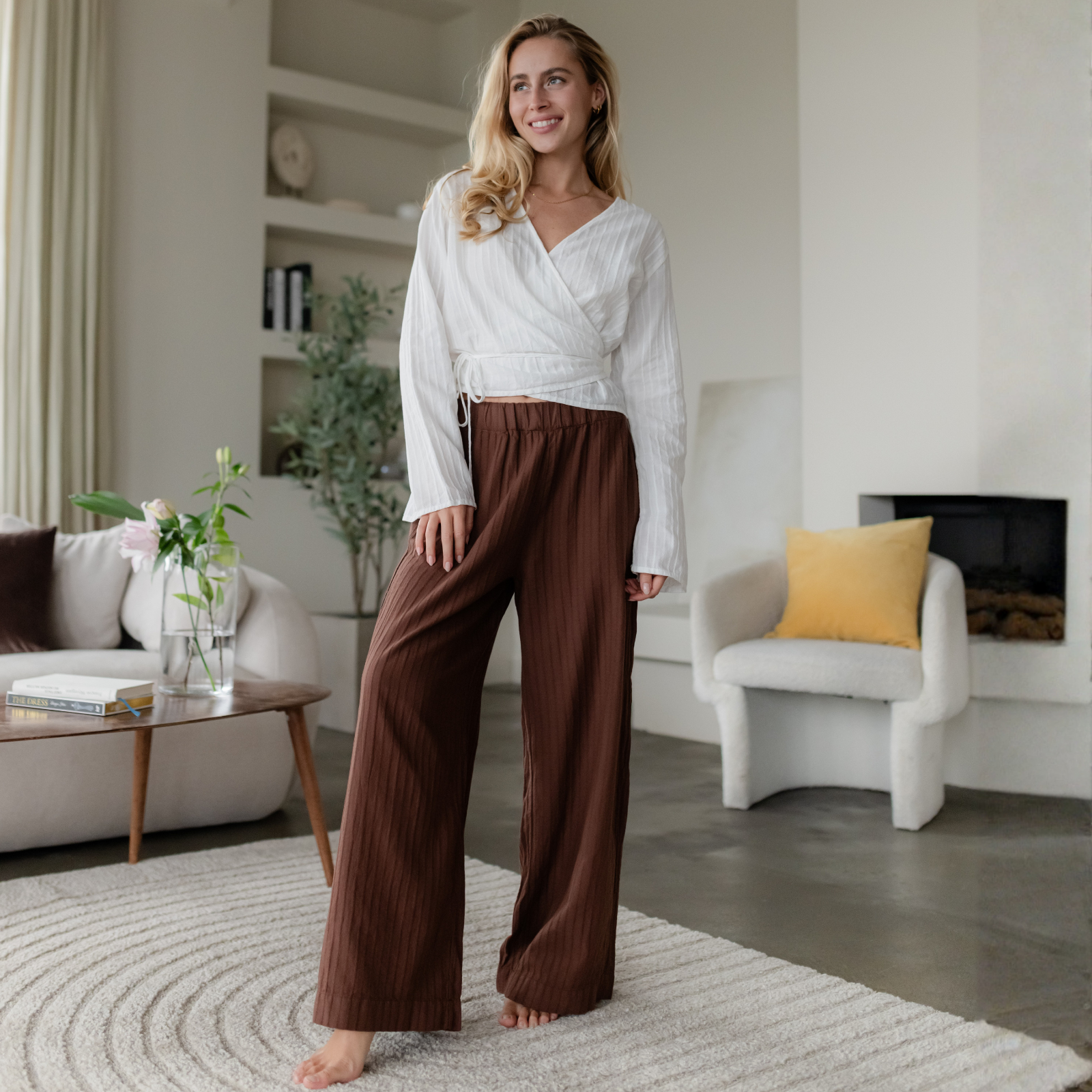NORDLICHT Blusen Loni Wickelbluse Weiß Streifen Musselin