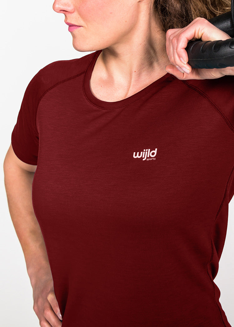 Wijld Sportshirt Damen Dark Red Funktion Atmungsaktiv