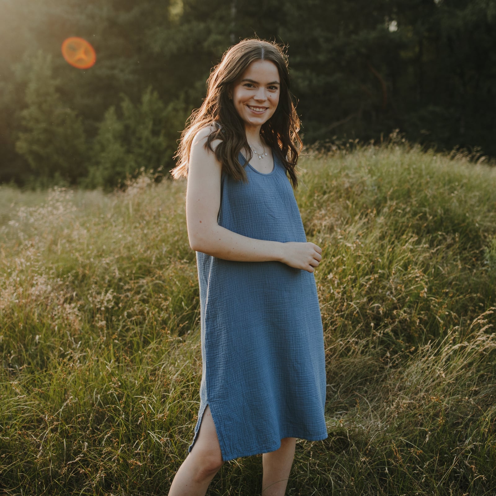 NORDLICHT Marja Musselin Kleid Bio-Baumwolle ärmellos
