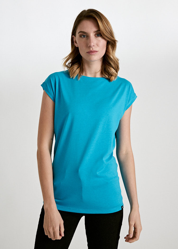 Wijld WoodShirt Elena Damen T-Shirt Blau Überschnitten