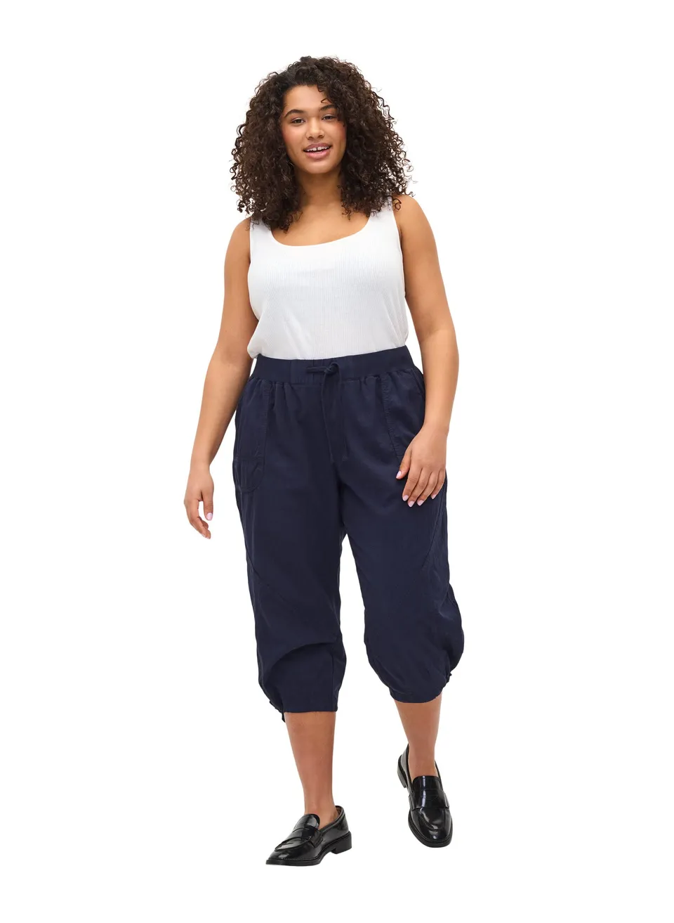 Zizzi Hose Capri 3/4 Damen Baumwolle mit Taschen