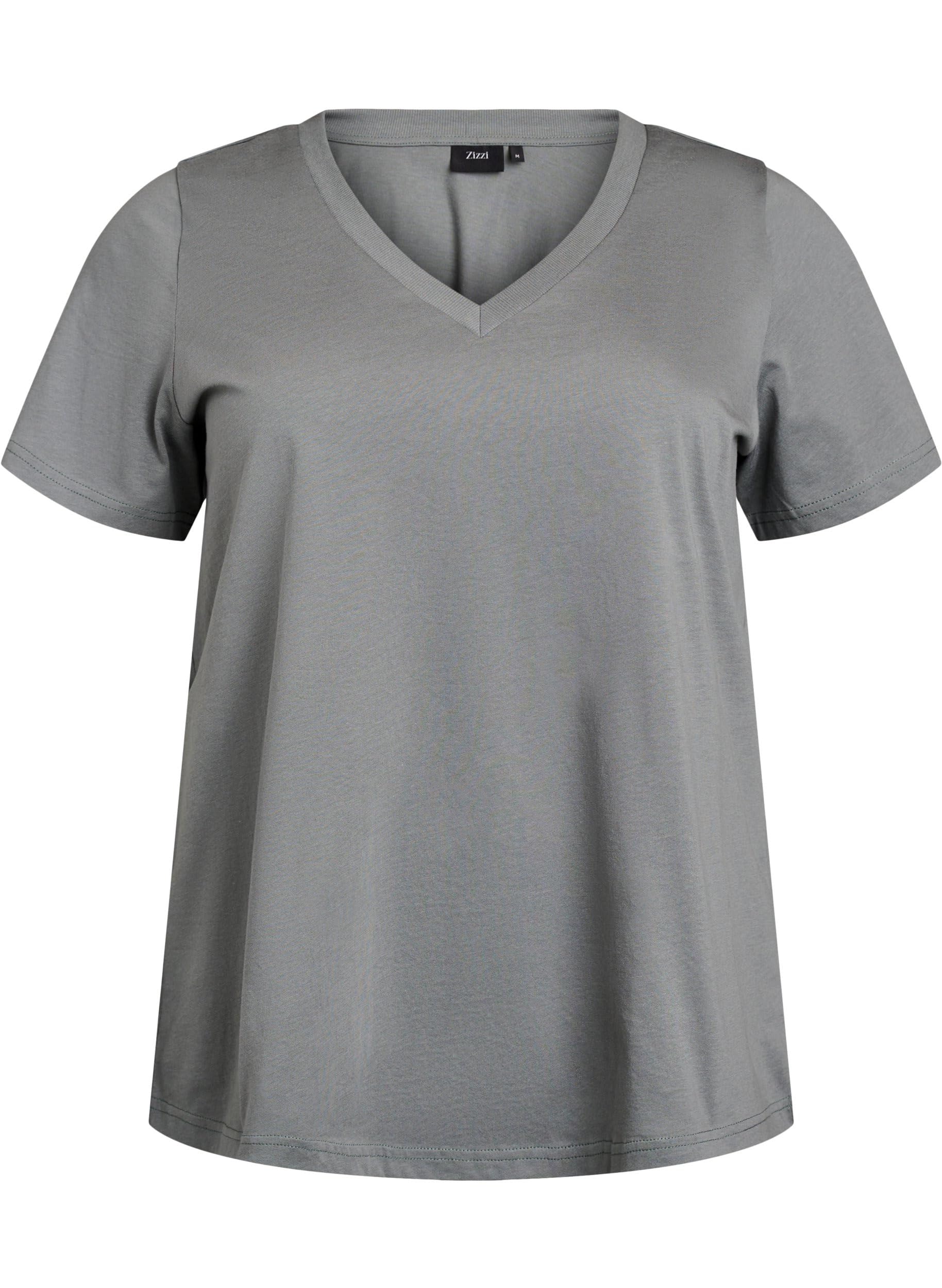 Zizzi T-Shirt Baumwolle V-Ausschnitt kurzarm