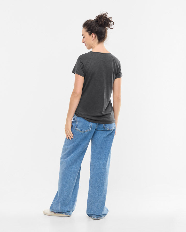 NIKIN TreeShirt Wool T-Shirt Damen Dark Anthracite Mel