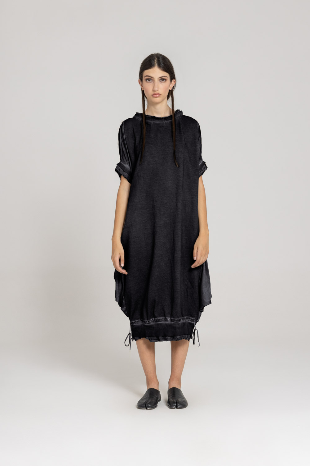 Sanctamuerte Abiti Abito Felpa Kleid Baumwolle Lang Kurzarm