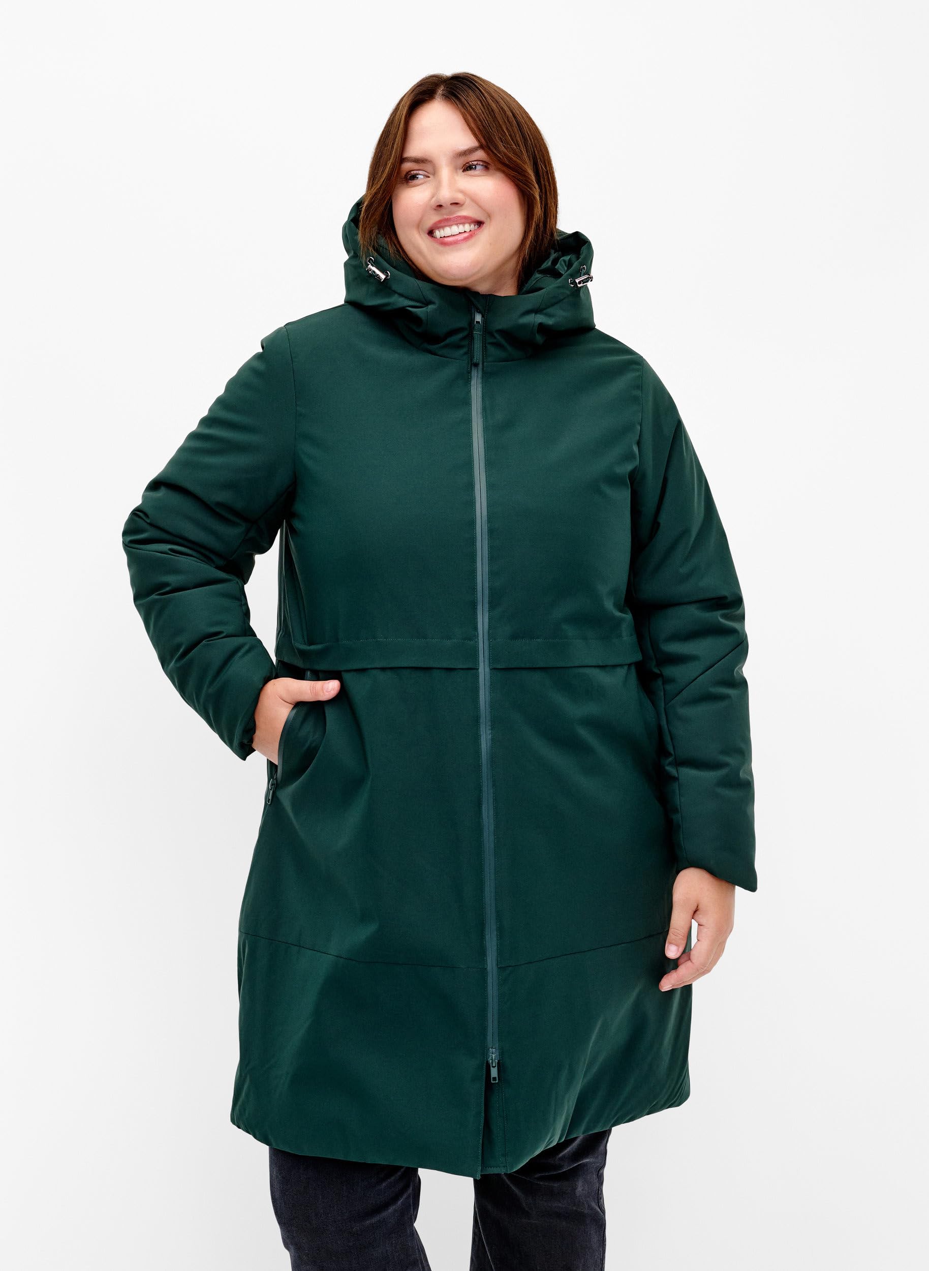 Zizzi Winterjacke Kapuze A-Form Wasserdicht Große Größen