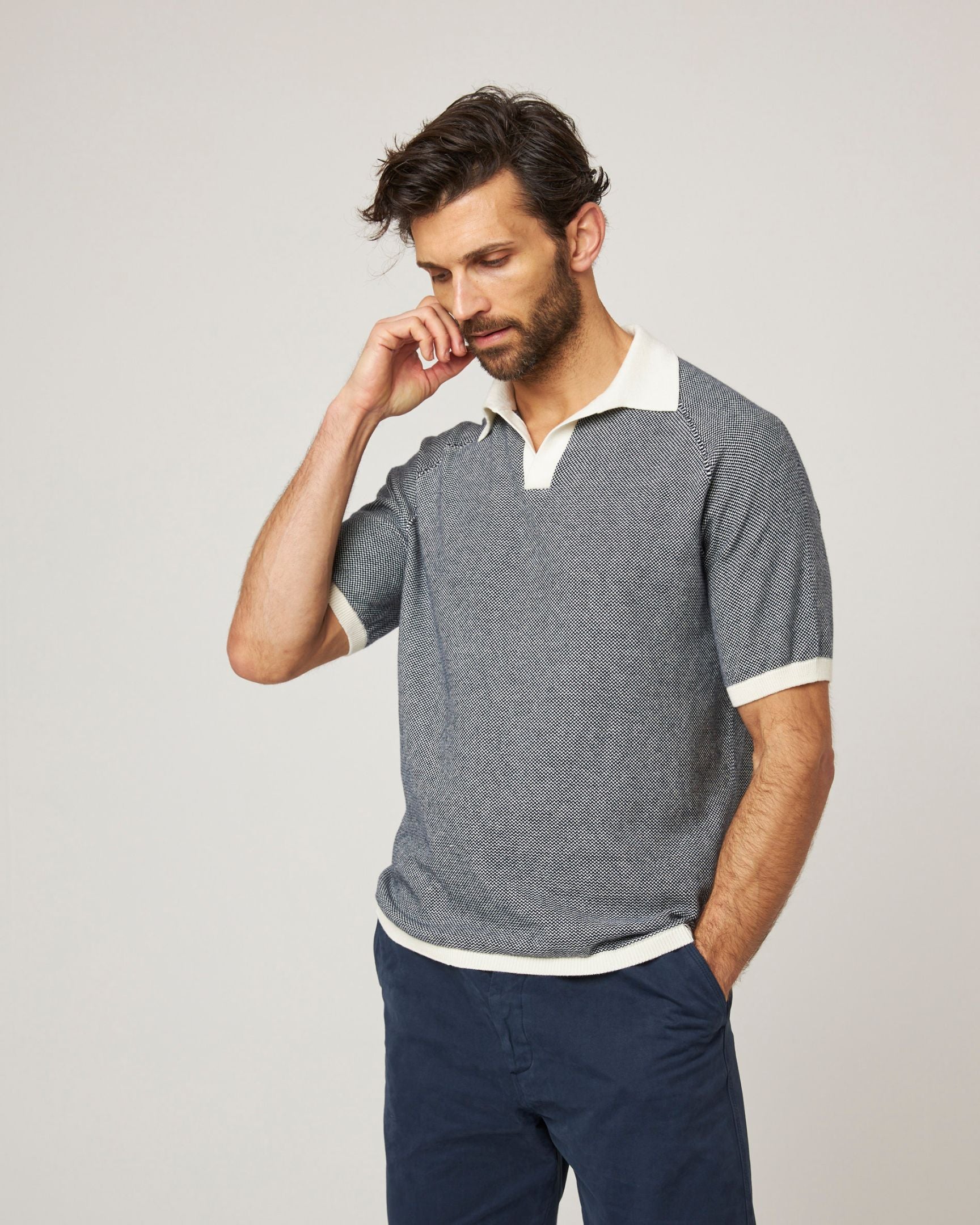 Peregrine Lynton Polo Shirt Herren Weiß L Baumwolle
