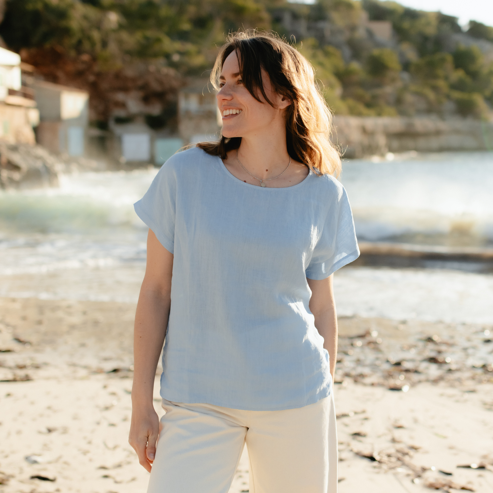 Nordlicht Ida Leinen T-Shirt Blau S 100% Leinen
