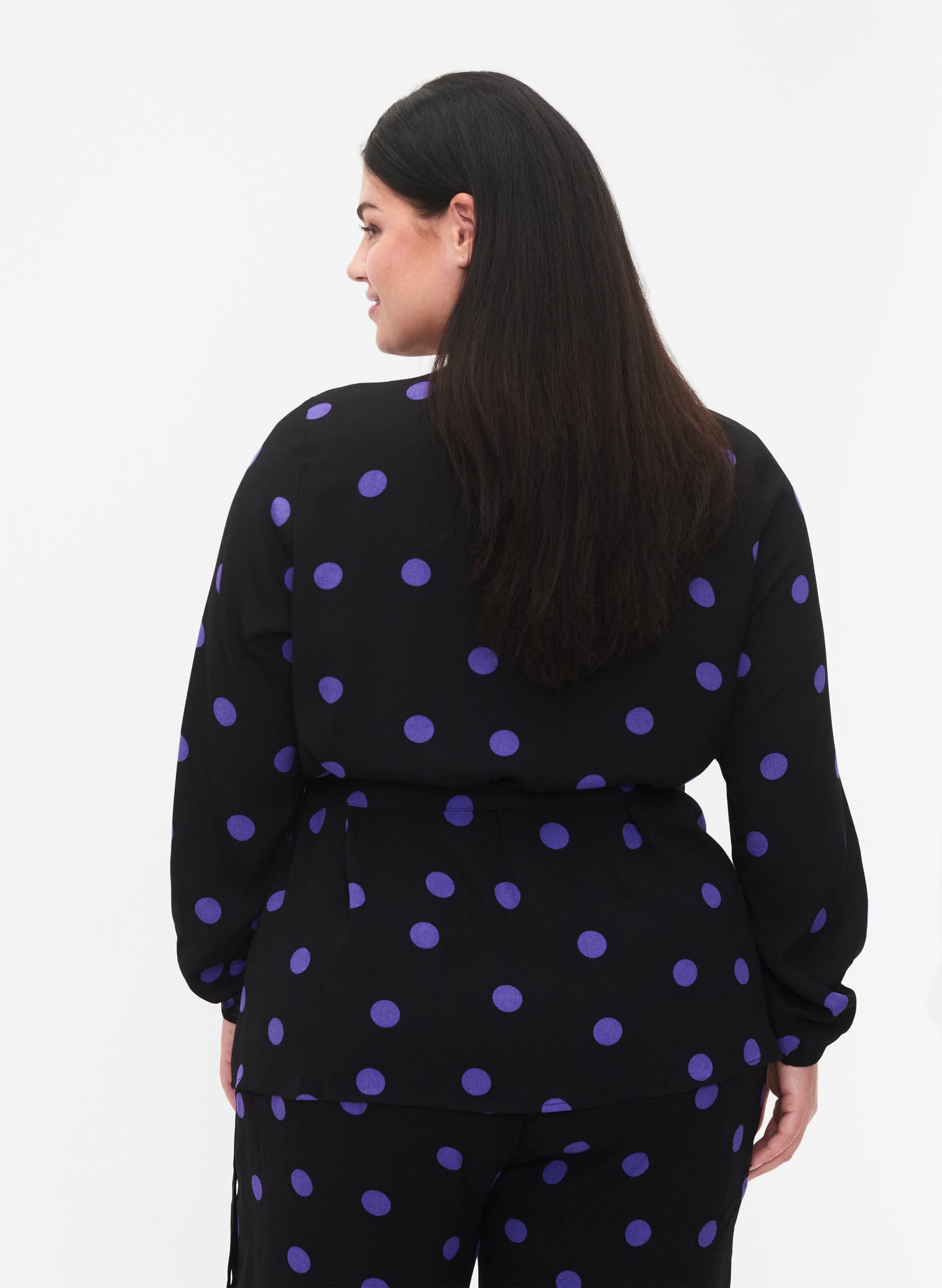 Zizzi Wickelbluse Damen V-Ausschnitt Punkte Viskose