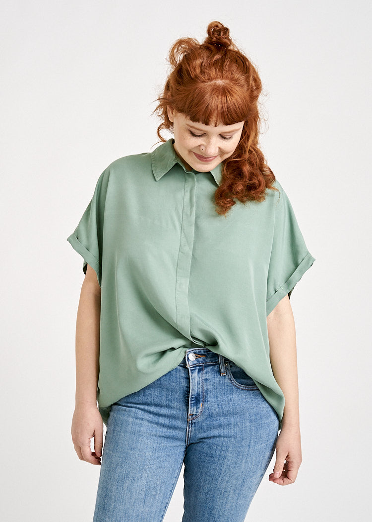 Wijld Twill Bluse Green Bay Damenbluse grün 100% Lyocell