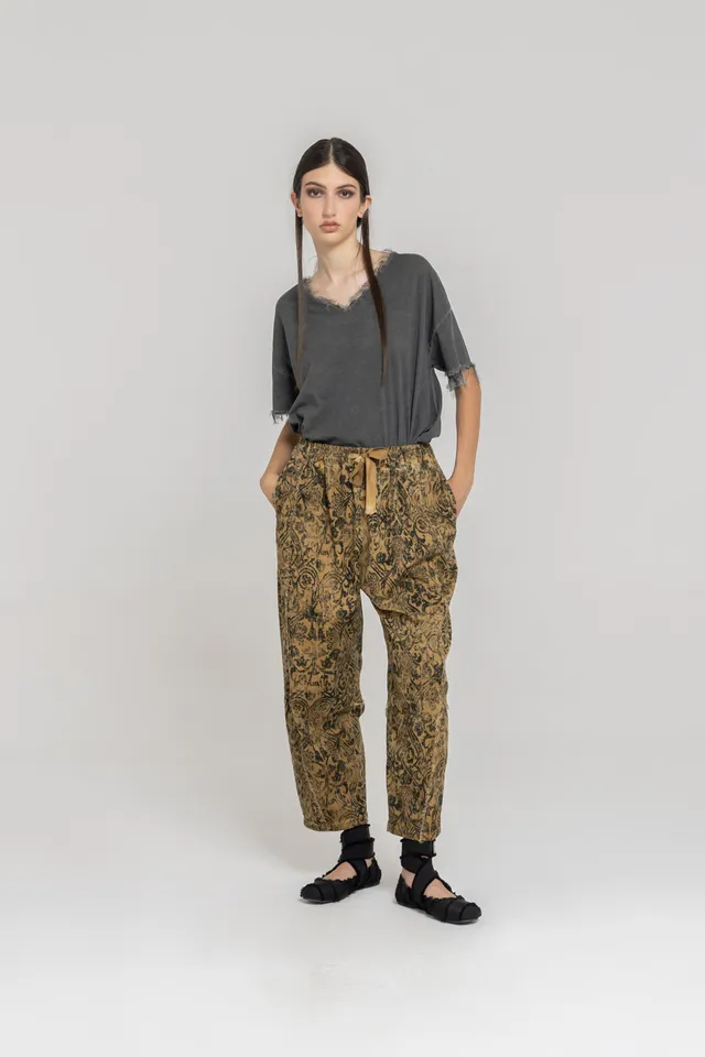 Sanctamuerte Pantaloni Semy Beggy Hose Baumwolle Barock