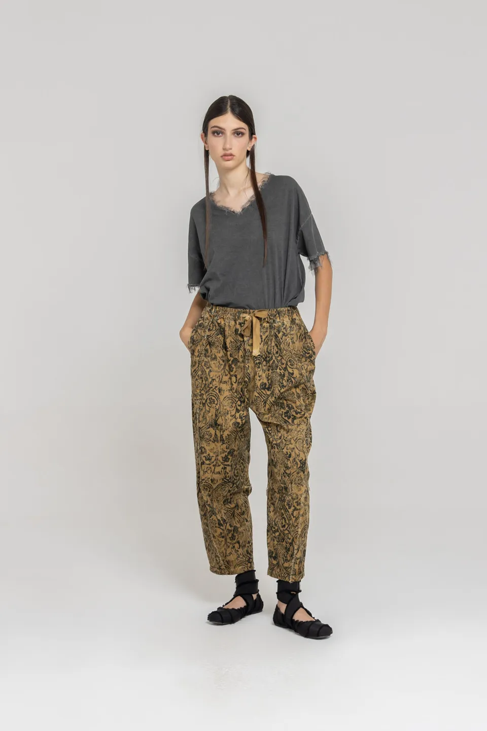 Sanctamuerte Pantaloni Semy Beggy Hose Baumwolle Barock