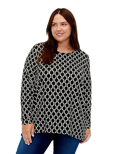 Zizzi Bluse Muster Lange Ärmel Rundhals Große Größen