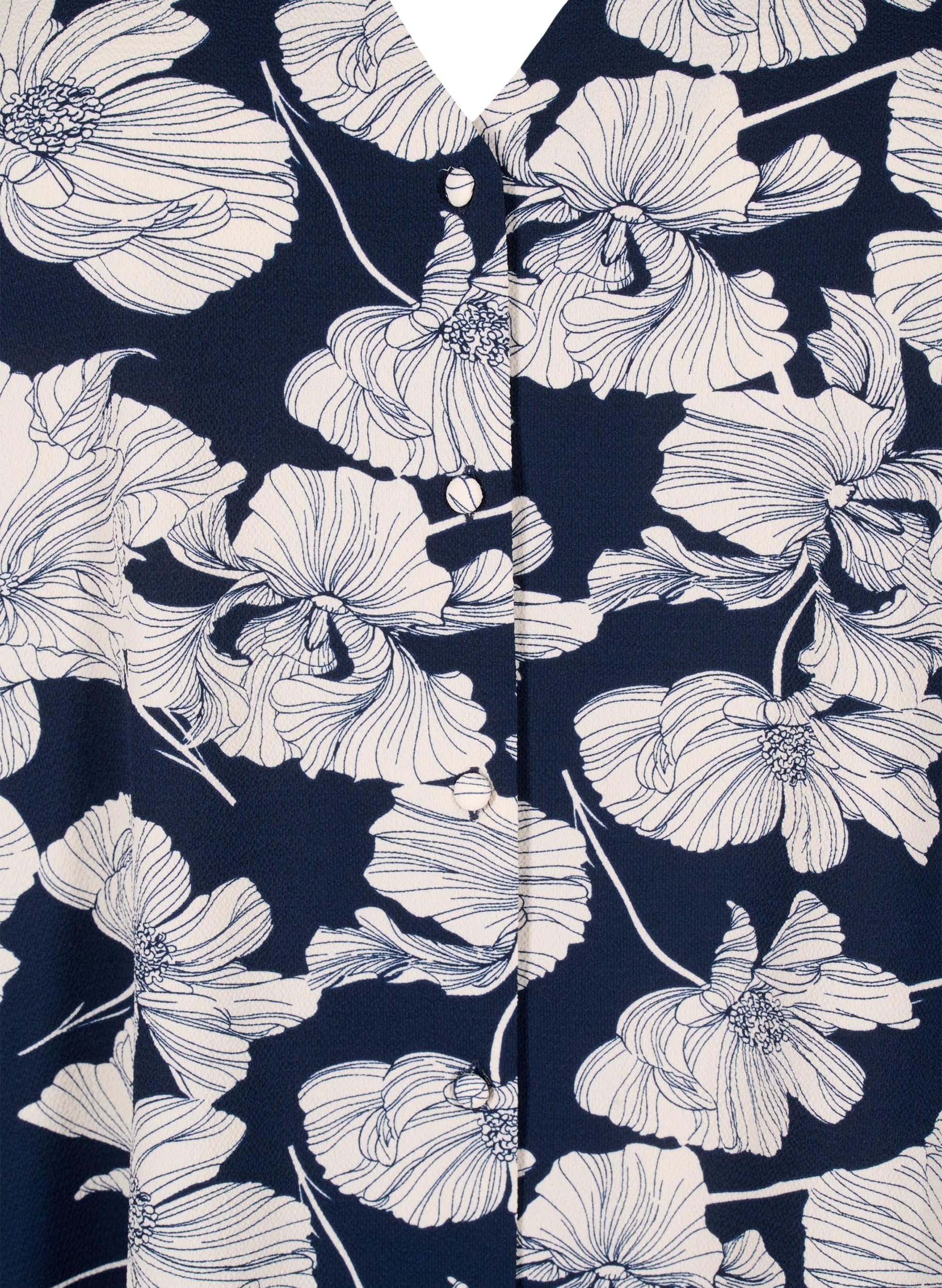 Zizzi Hemdbluse V-Ausschnitt Print Langarm