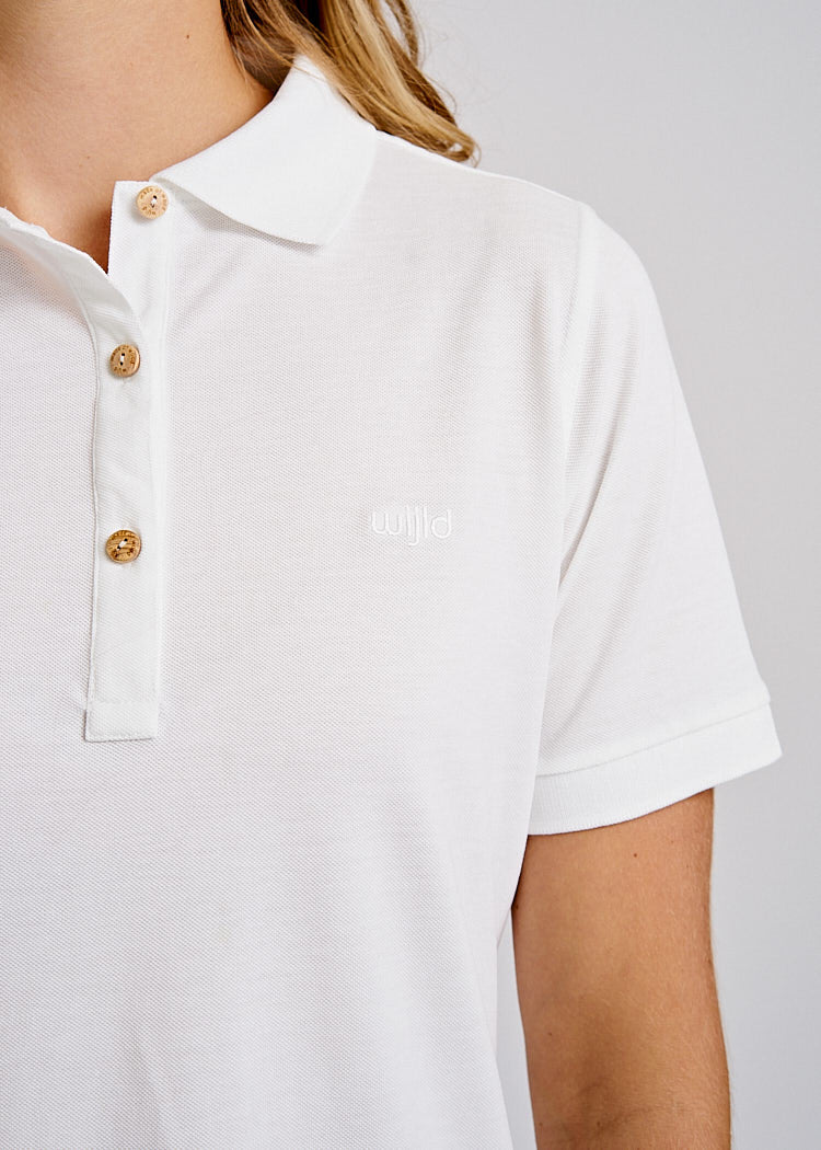 Wijld Polo-Shirt Bright Damen Polo Weiß Holzfaser