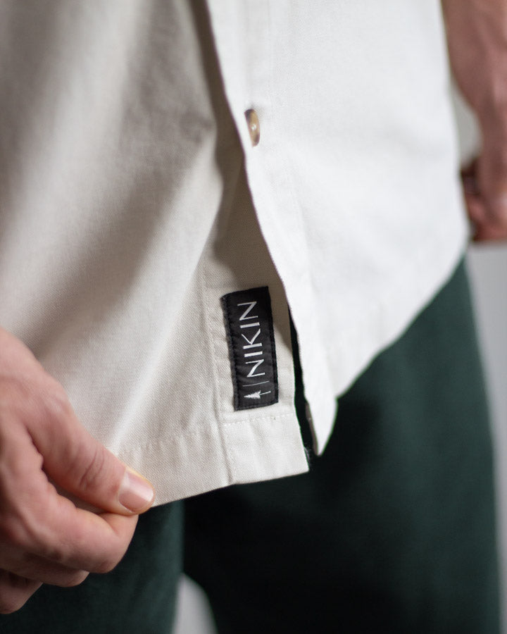 NIKIN TreePlanter Overshirt Workwear Shortsleeve White Sand Hemd