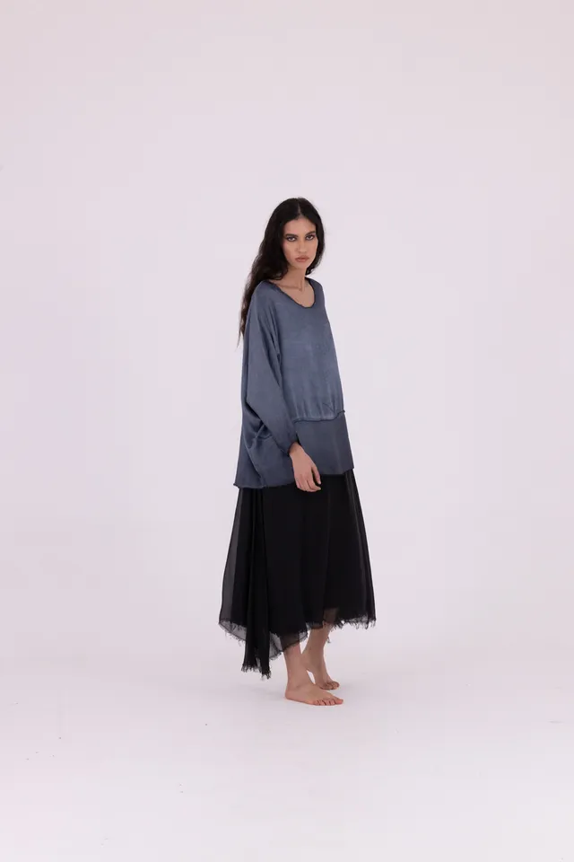 Sanctamuerte T-Shirt Girocollo Langarm T-Shirt Viskose
