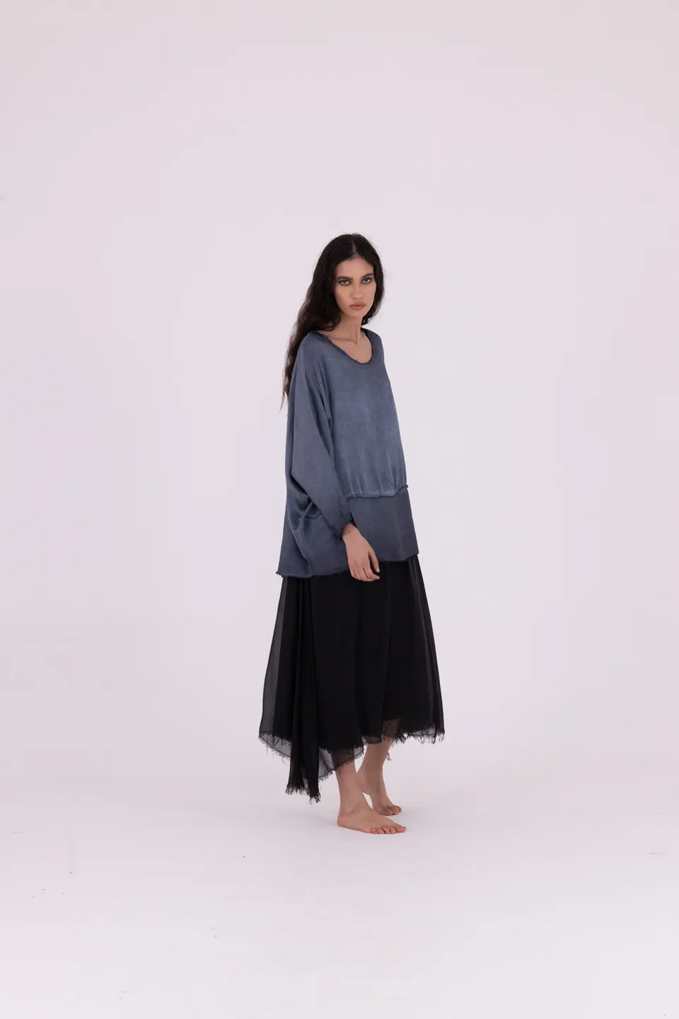 Sanctamuerte T-Shirt Girocollo Langarm T-Shirt Viskose