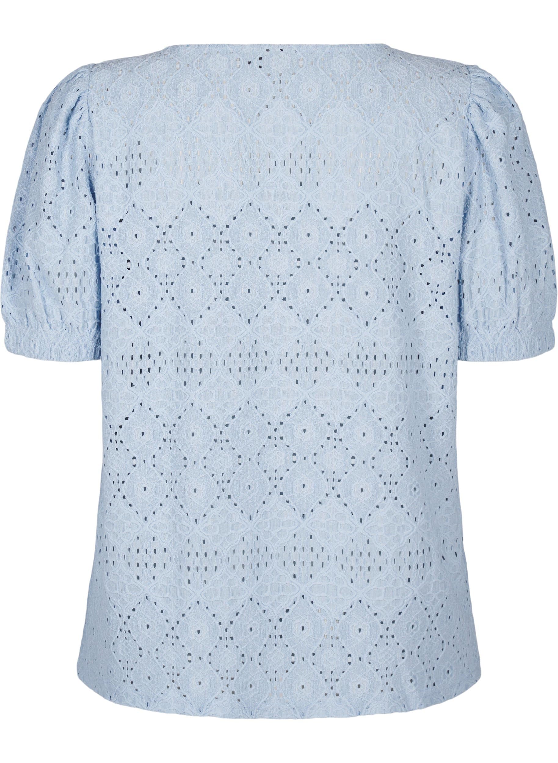 Zizzi Bluse Kurzarm Lochmuster Große Größen 42-60