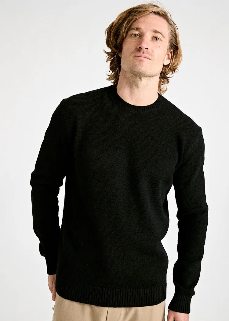 Wijld Emil Nero Herren Strickpullover schwarz Wolle