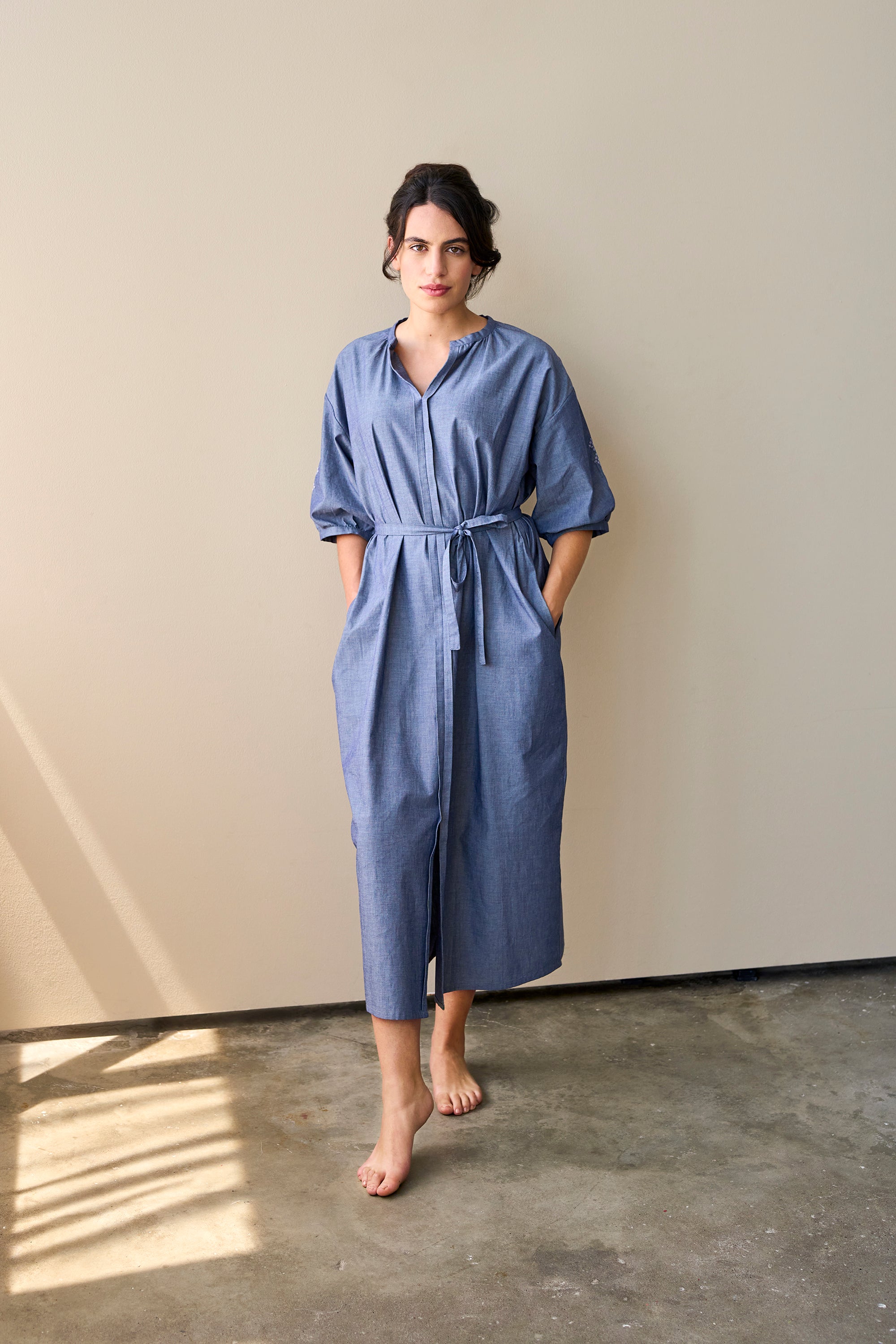 Christiane Strobel PIPPA Kleid Blau Bio-Baumwolle Chambray