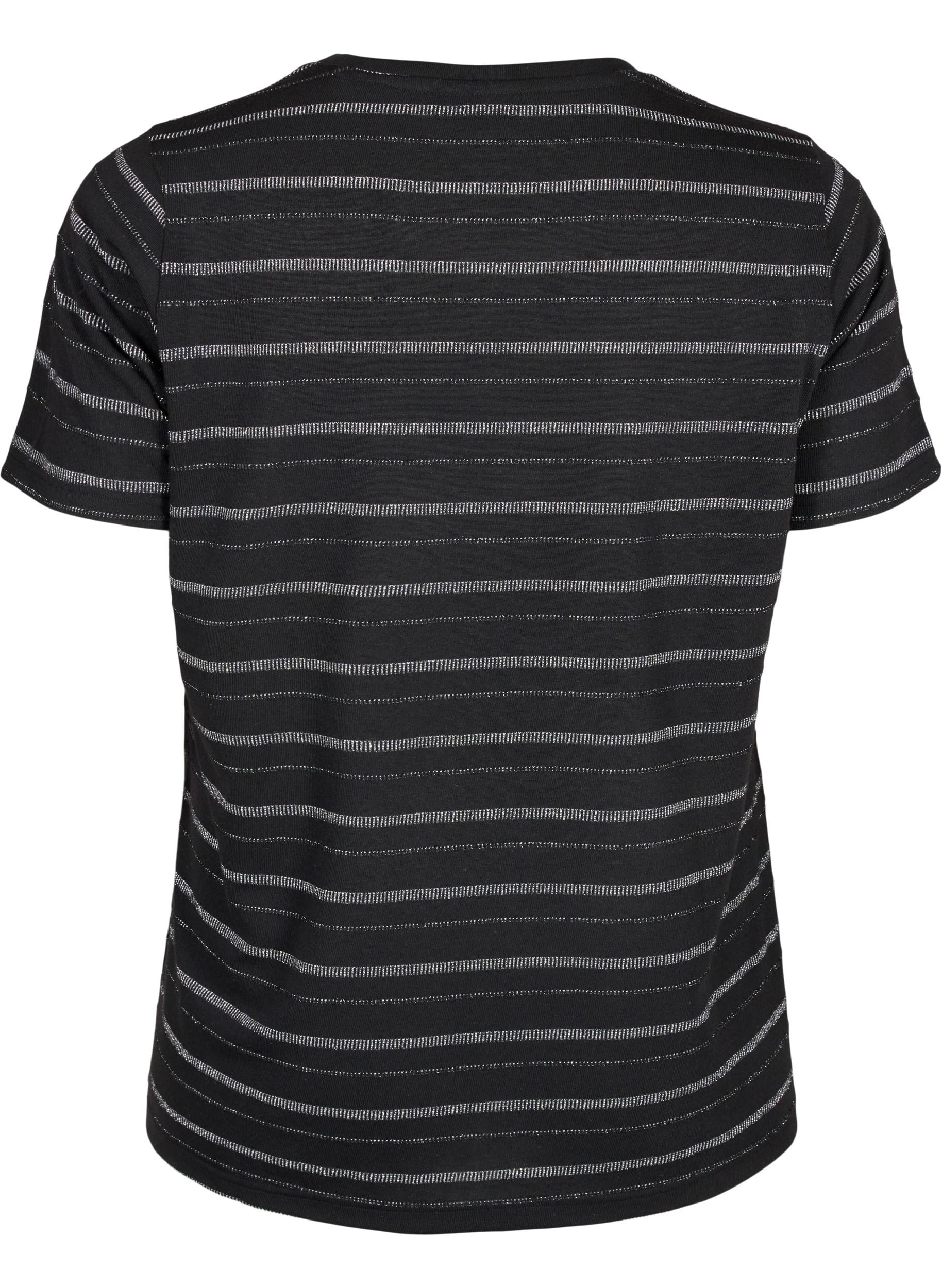 Zizzi T-Shirts & Tops T-Shirt Rundhals Streifen Silber 42-60
