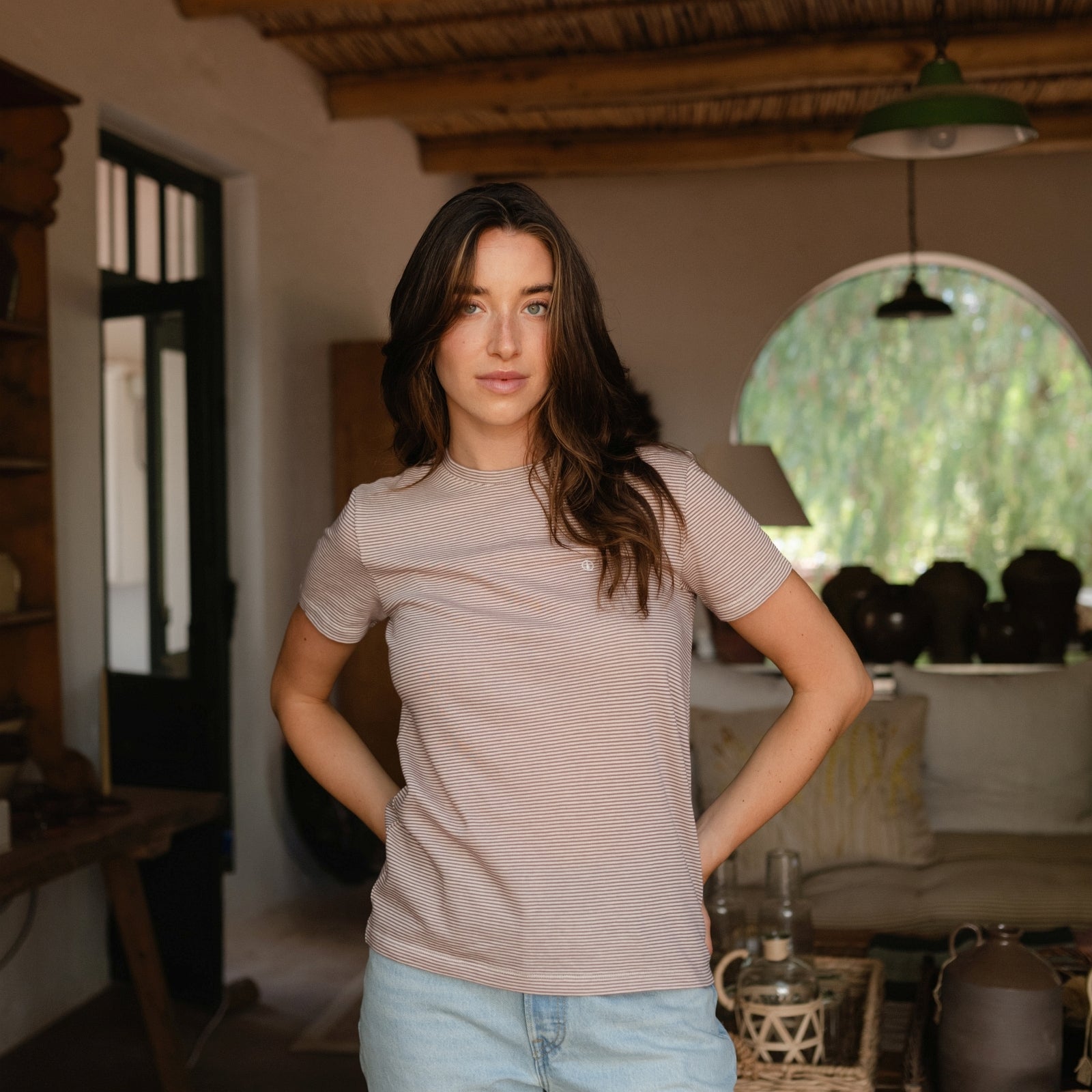 NORDLICHT T-Shirts Gestreiftes T-Shirt Alva Altrosa Bio