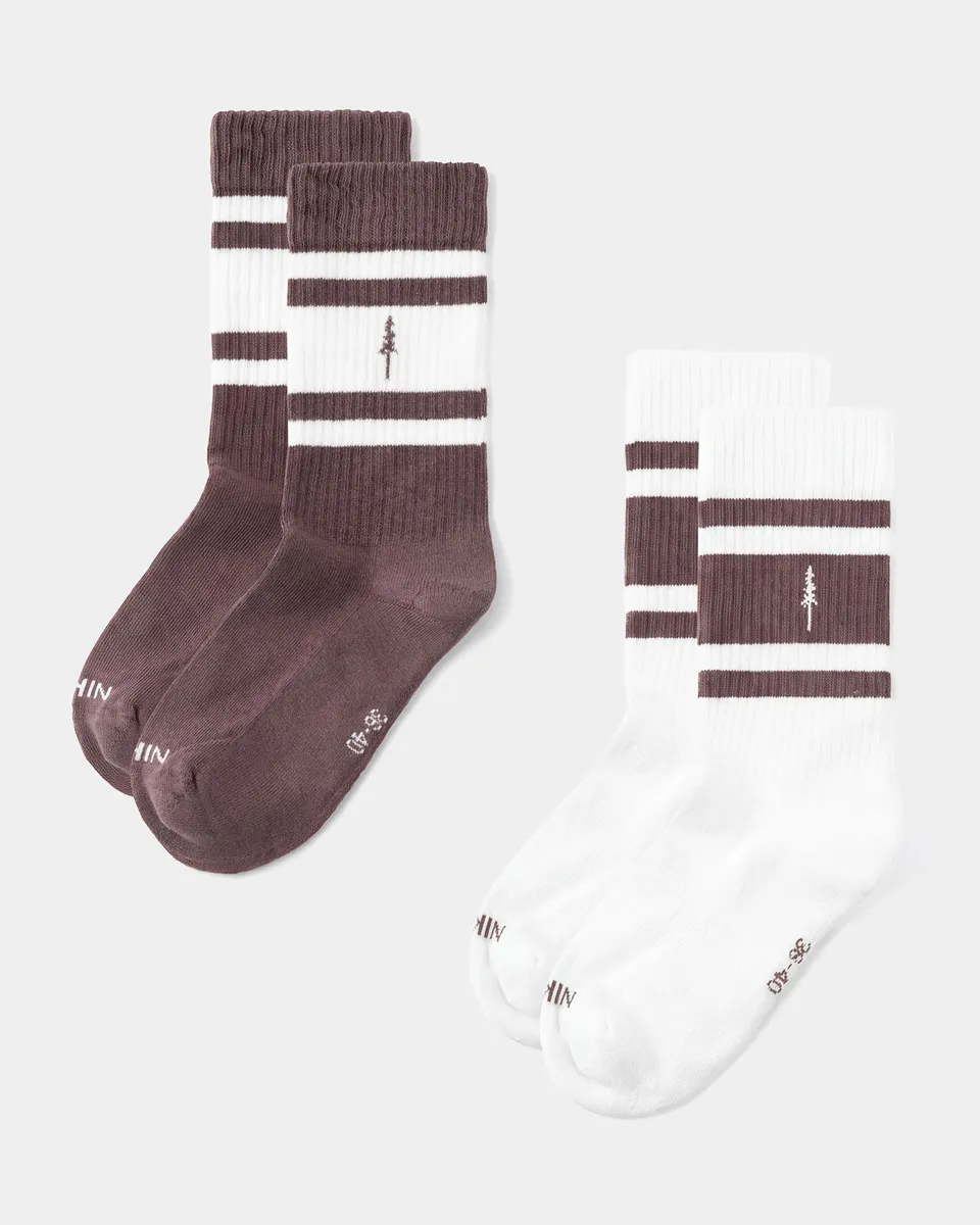NIKIN TreeSocks Ribbed Striped Socken 2er-Pack Cocoa Bio