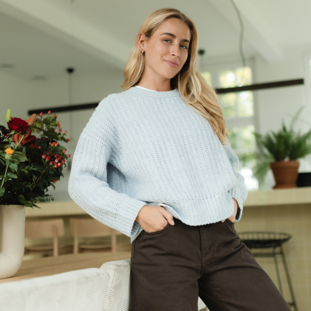 NORDLICHT Mara Wollpullover Hellblau Recycling-Wolle