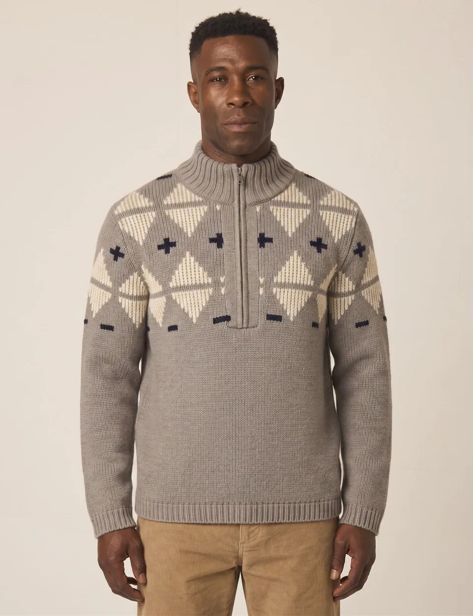 Peregrine Mountain Zip Neck Sweater Troyer Oak Merino