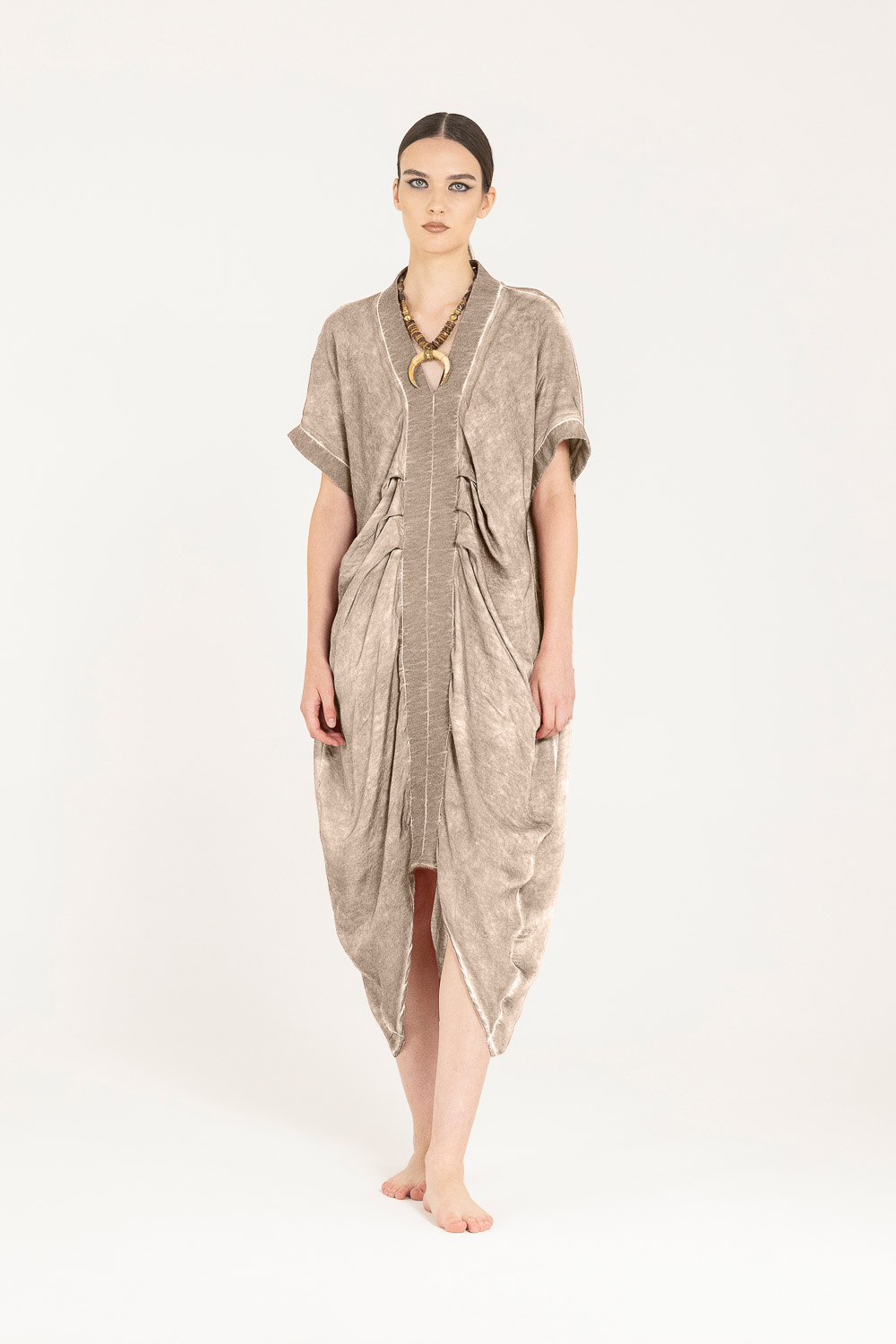 Sanctamuerte Abiti Loose Fit Kleid Baumwolle Kurzarm