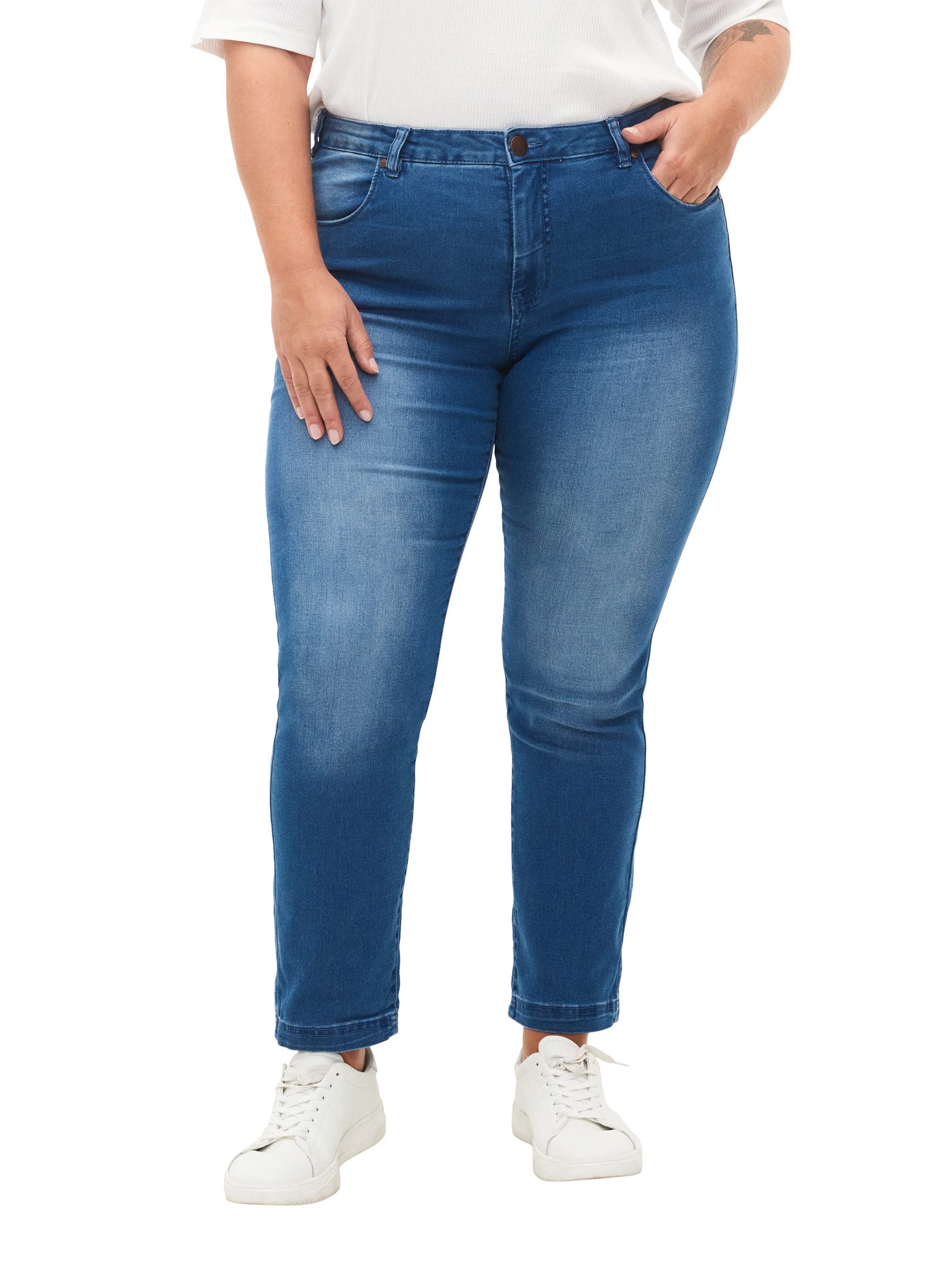 Zizzi Emily Slim Jeans Damen 42W/32L Mid Waist