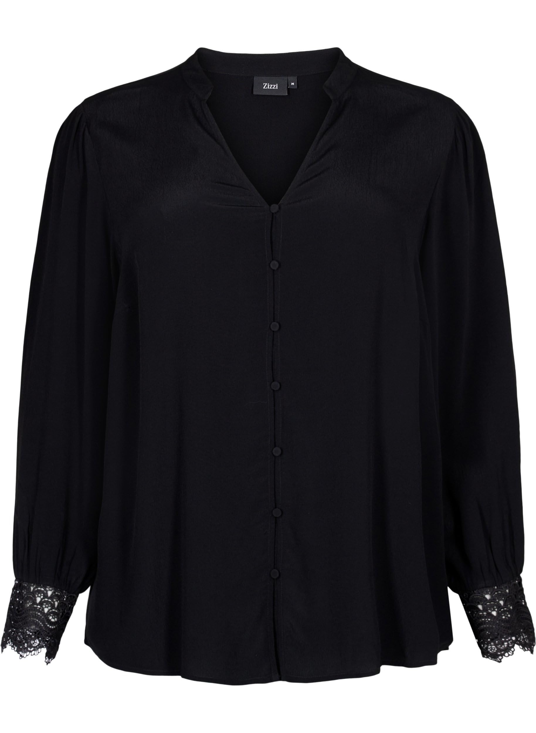 Zizzi Blouses & Shirts Hemd V-Ausschnitt Spitze 7/8-Arm