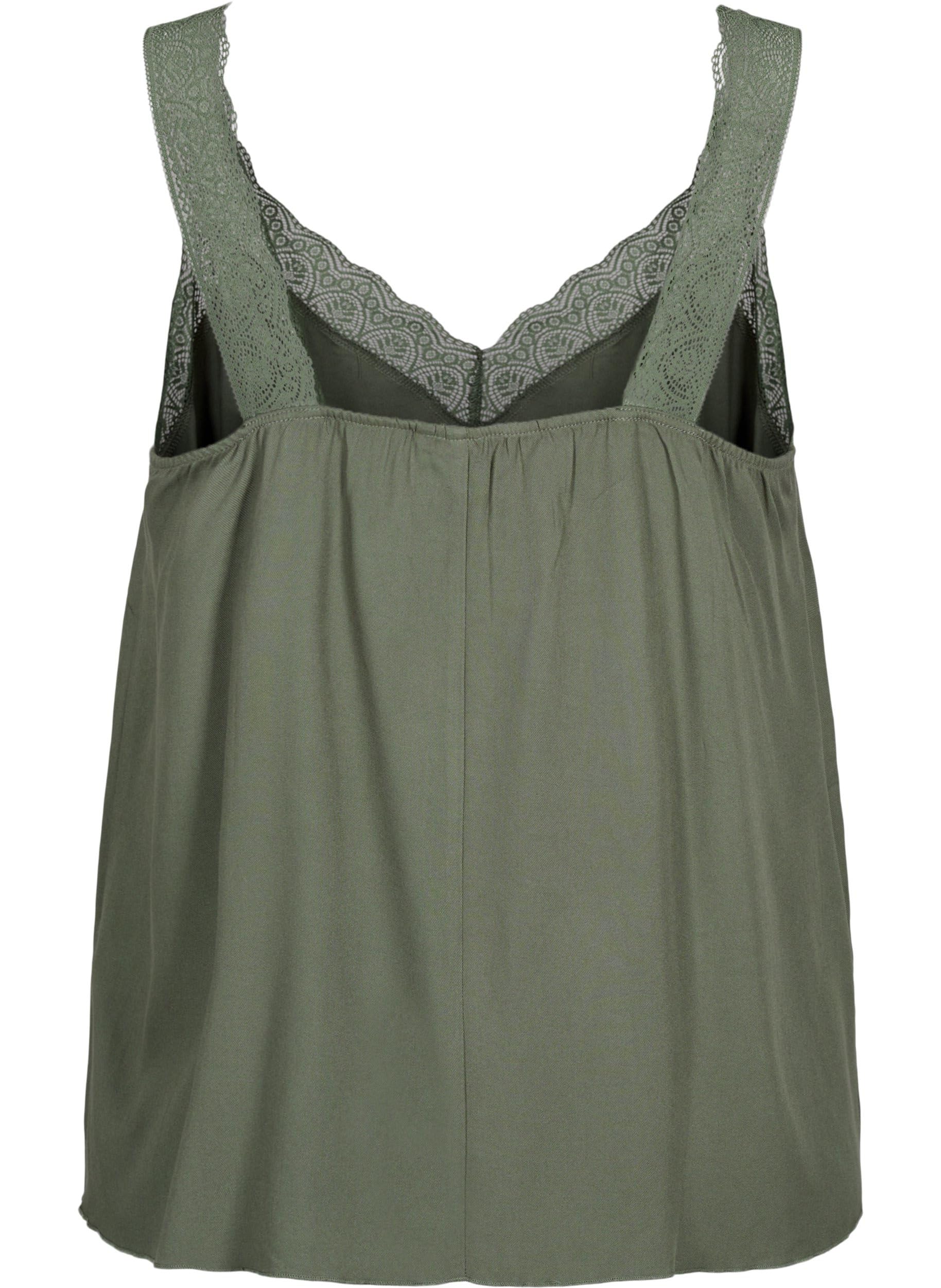 Zizzi T-Shirts & Tops Singlet Top Viskose Spitze V-Ausschnitt