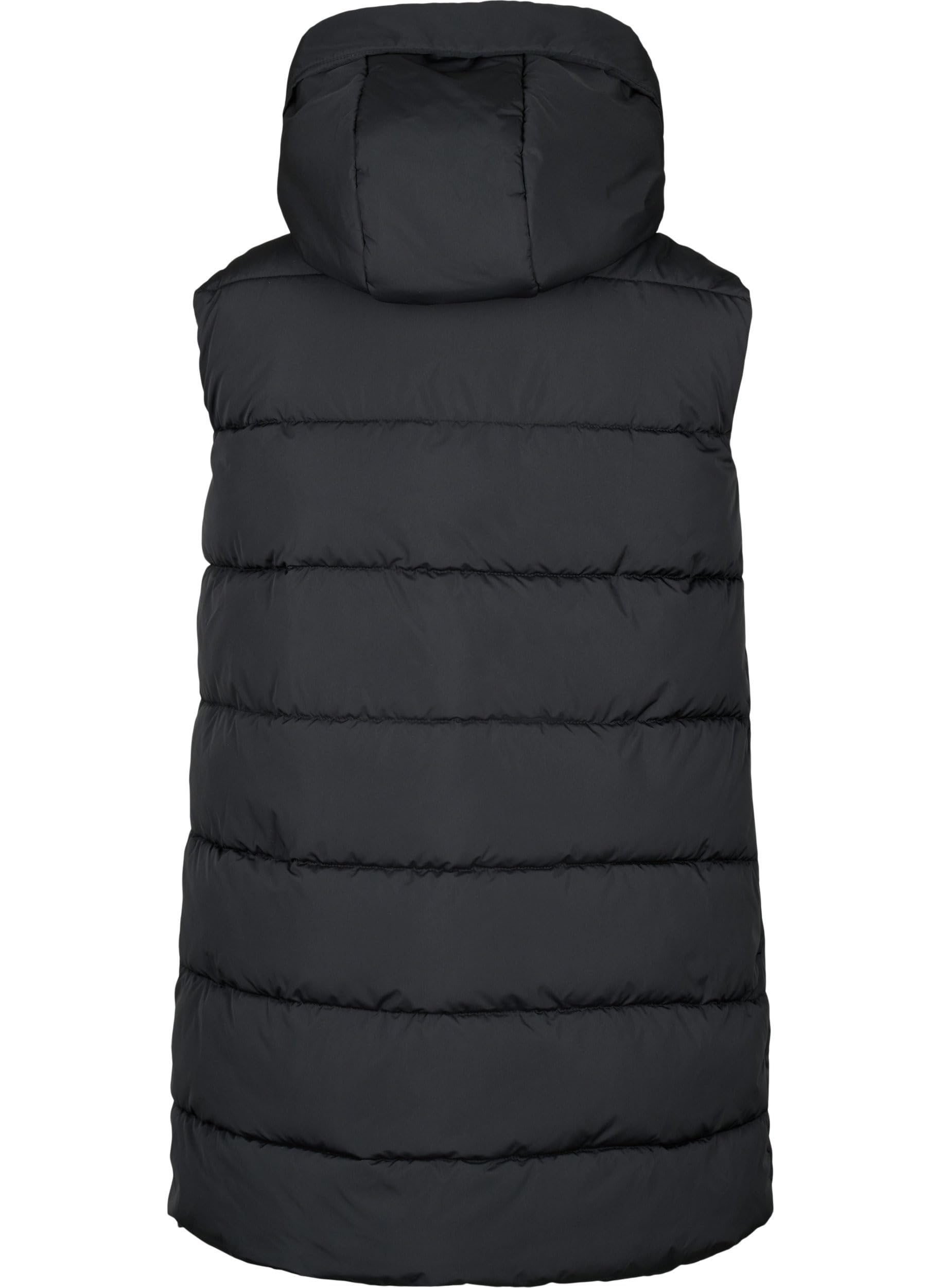 Zizzi Jackets Lange Weste Schwarz 42-44 mit Kapuze