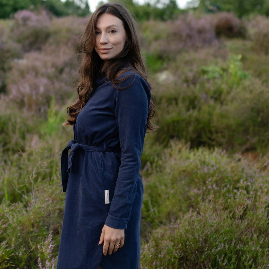 NORDLICHT Enna Cord Kleid Blau Bio-Baumwolle