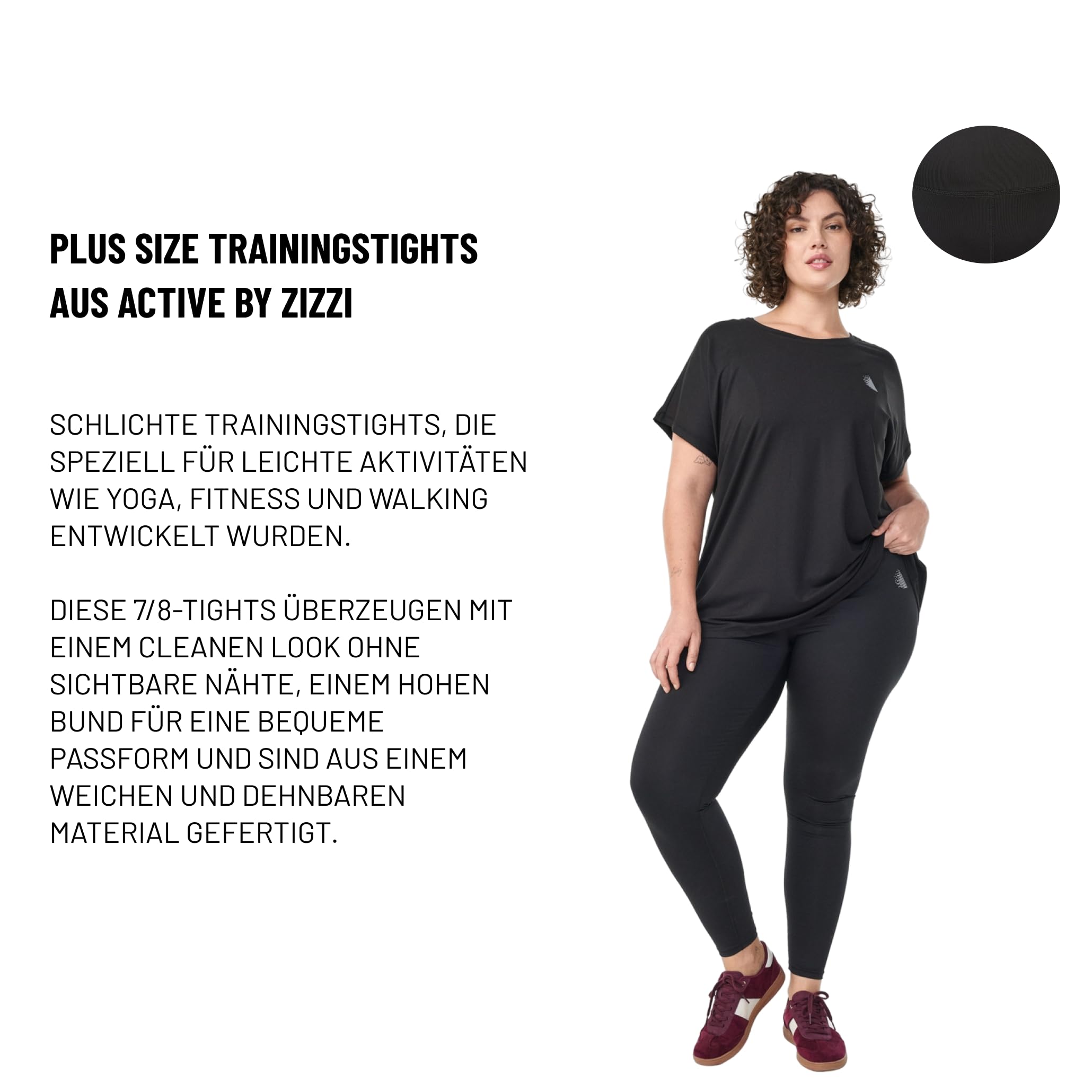 Zizzi Activewear Sport-Leggings 7/8 Slim Fit Schwarz 42-44