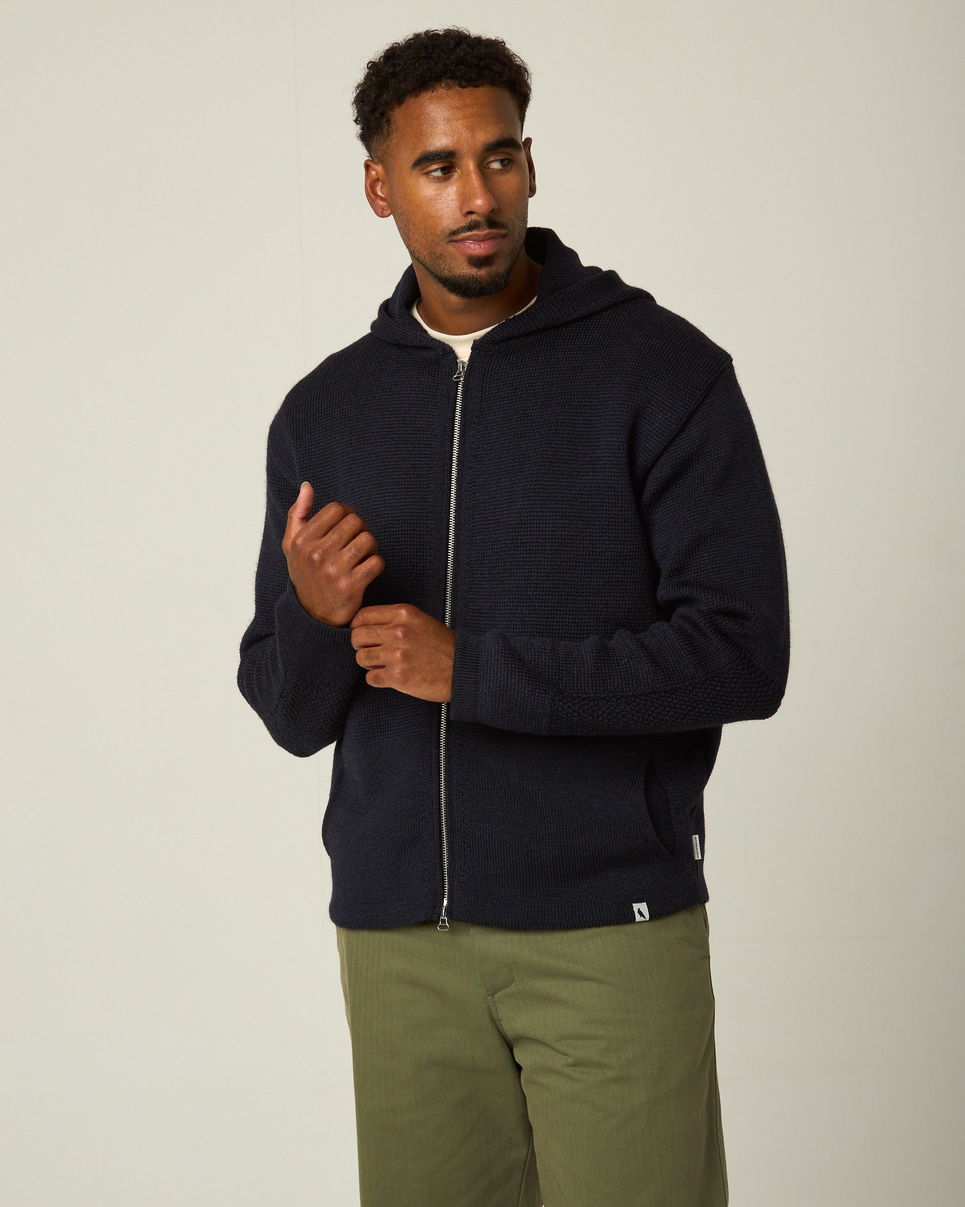 Peregrine Marina Knitted Hoodie Strickhoodie Cream Merinowolle