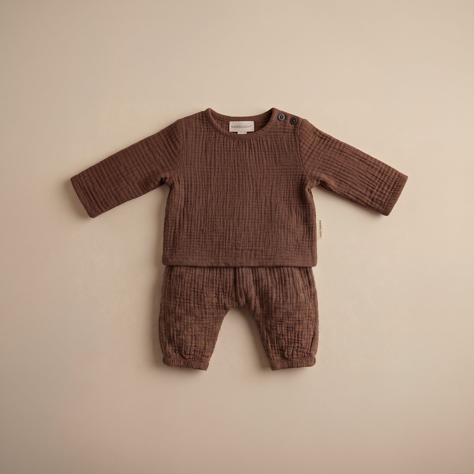 NORDLICHT Leja Kinder Musselinhose Braun 62/68 Bio-Baumwolle