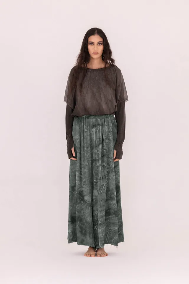 Sanctamuerte Pantaloni Palazzo Hose Viskose-Satin Batik