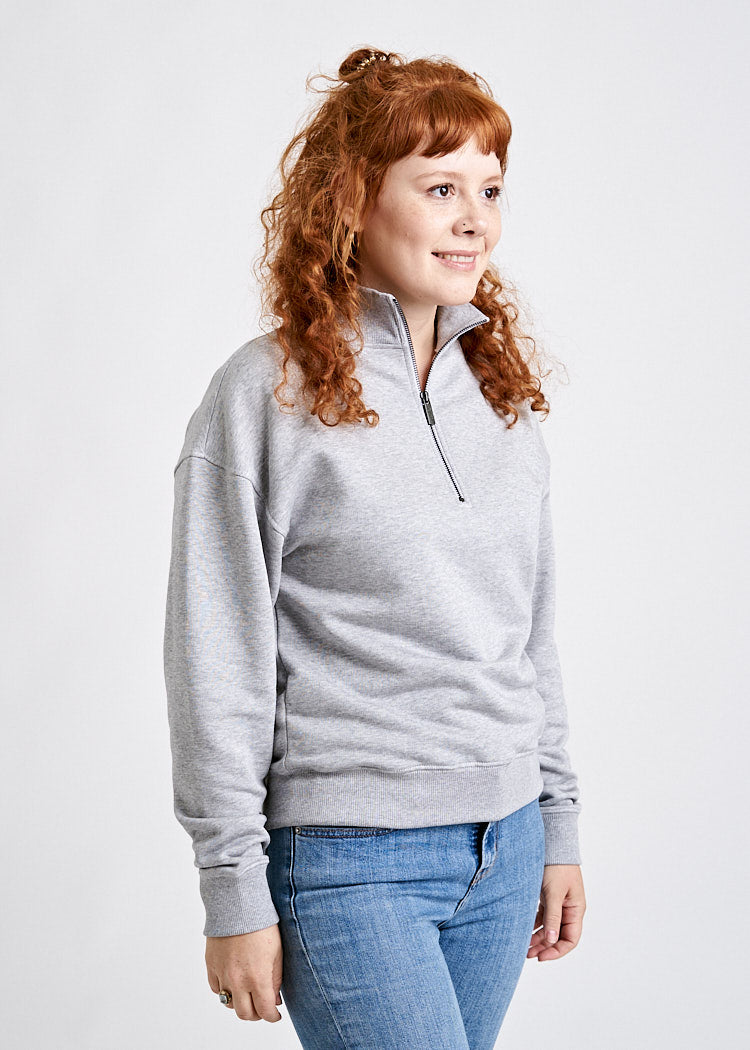 Wijld Sweater Gray Melange Pullover Grau Troyer