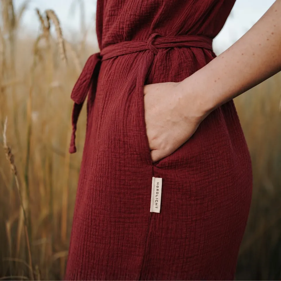 Nordlicht Elin Musselin Kleid Locker Bio-Baumwolle Rot