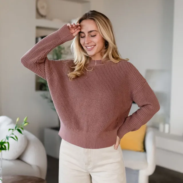 Nordlicht Mara Grobstrick Pullover Altrosa Bio-Baumwolle