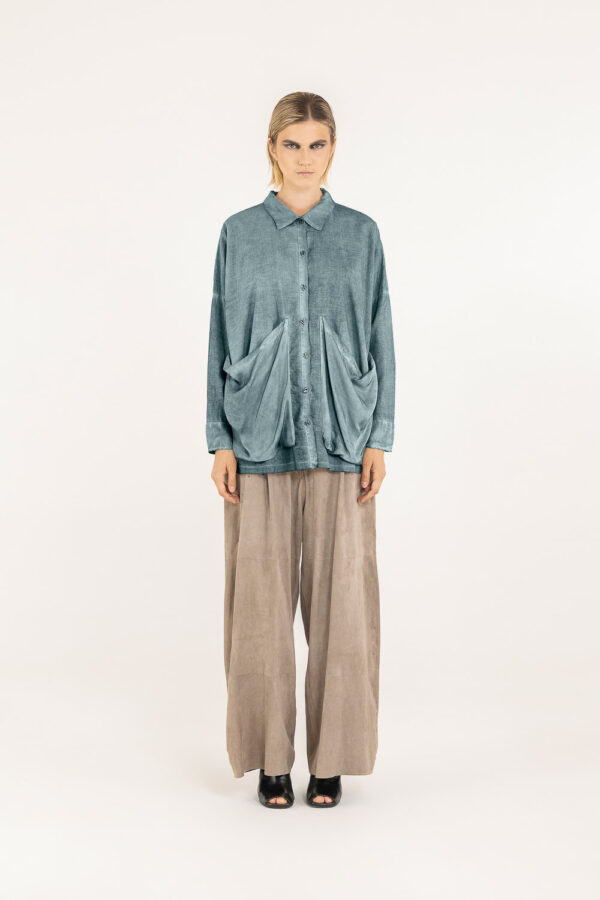 Sanctamuerte Over Boxy Bluse Musselin Taschen