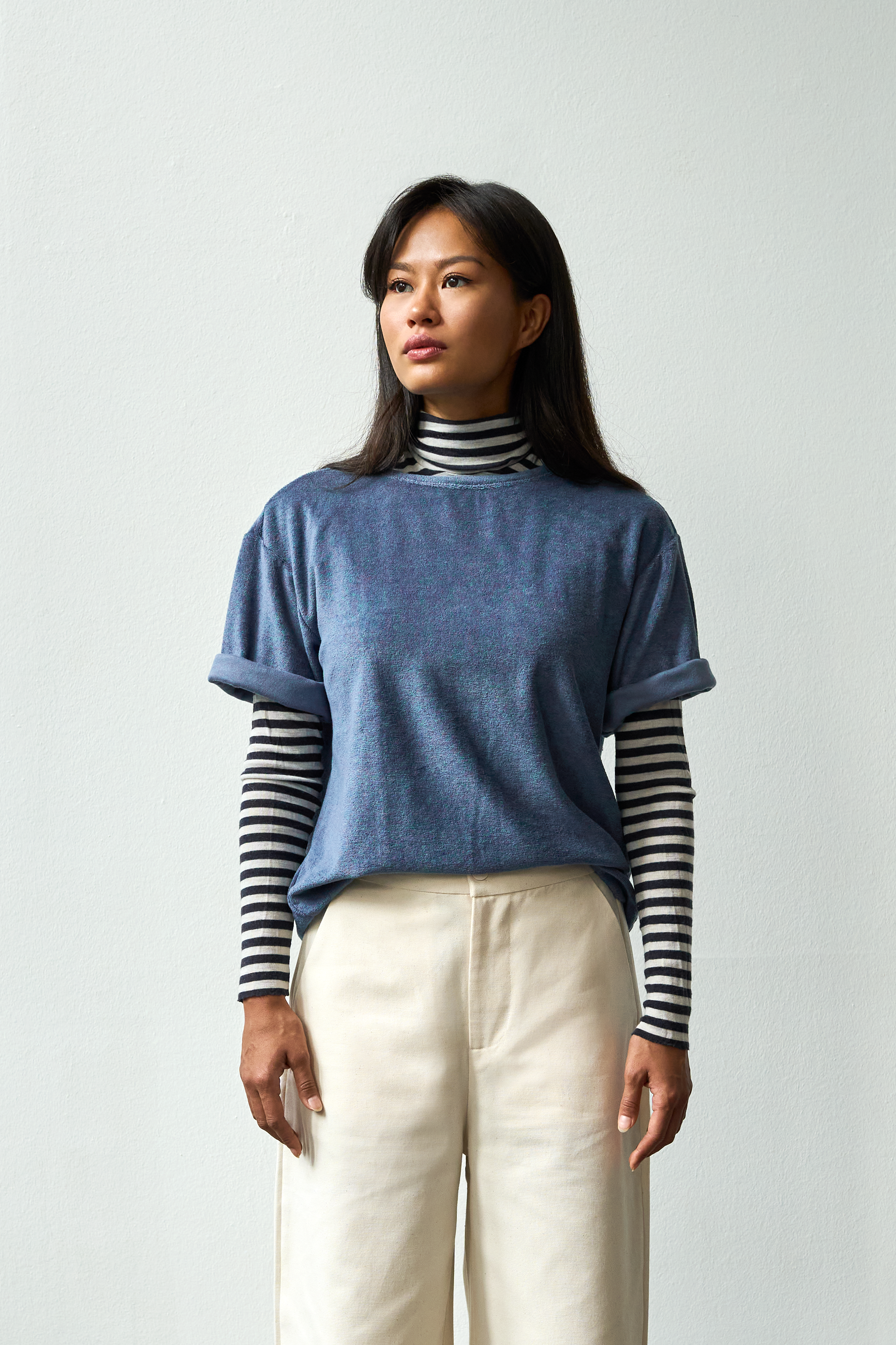 Christiane Strobel JULIA Frottee T-Shirt Blau Bio-Baumwolle