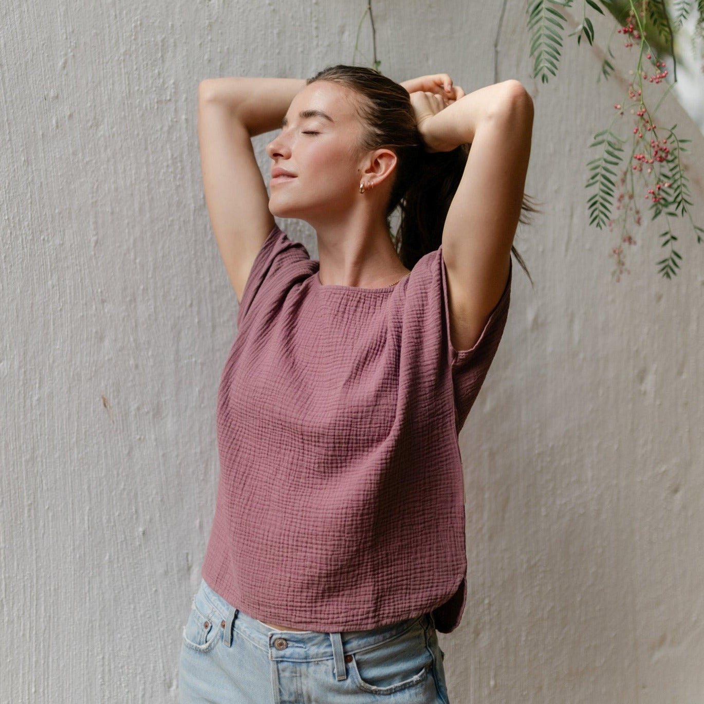 NORDLICHT Ida Musselin T-Shirt Rosa Bio-Baumwolle