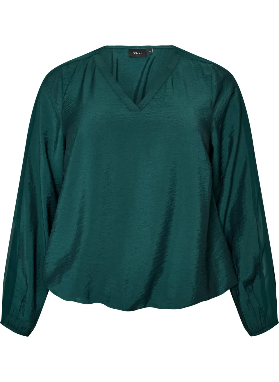 Zizzi Bluse Chiffon Langarm Ponderosa Pine Große Größen